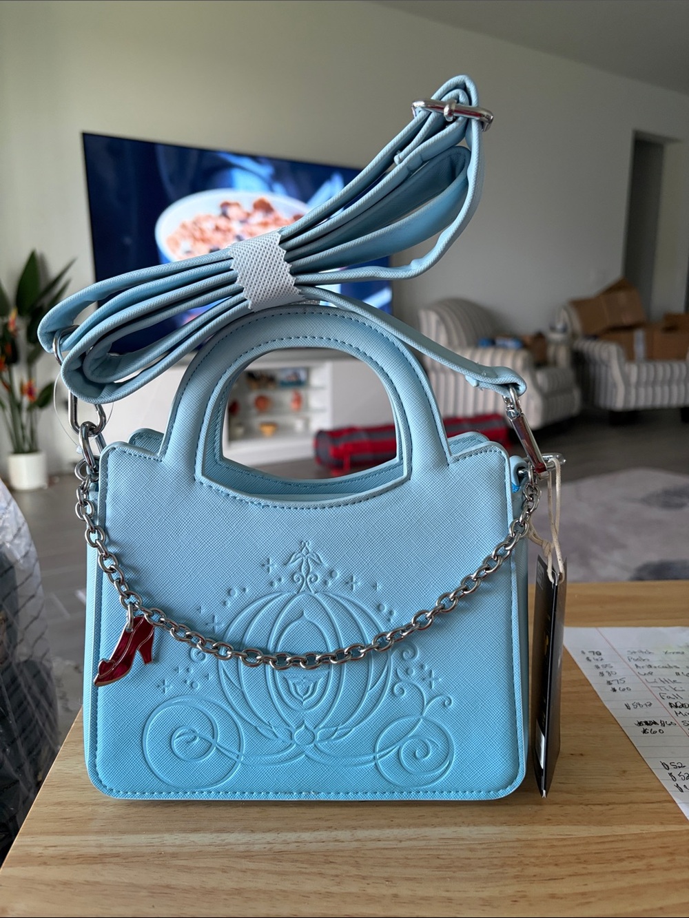 Loungefly Light Blue Embossed Mini Satchel with Chain